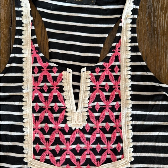 THML Women’s Embroidered and Striped Sleeveless Tank Top Size M - Picture 6 of 8